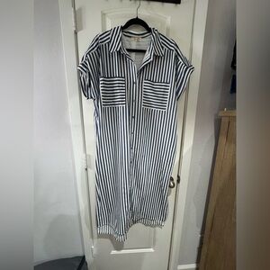 Entro midi navy and white striped dress